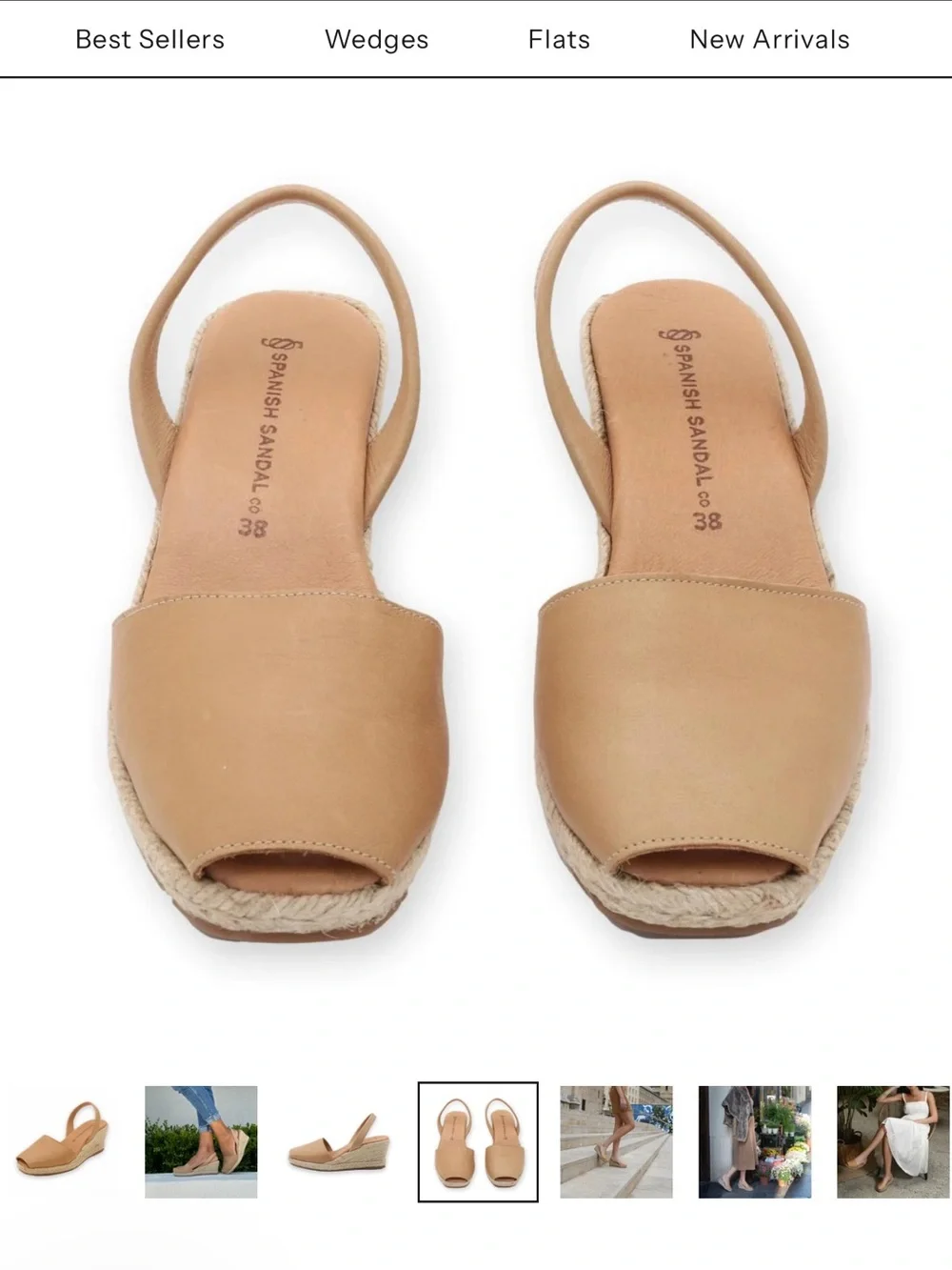 Size 41 Almond Espadrille Wedge Slingback Sandals - Almond. NBW - Picture 4 of 9